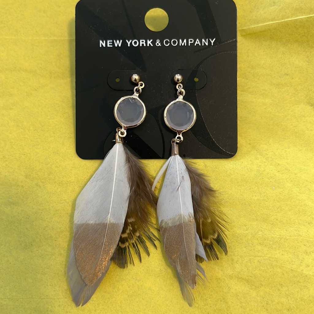 Feather Earrings New On Card New York  Company